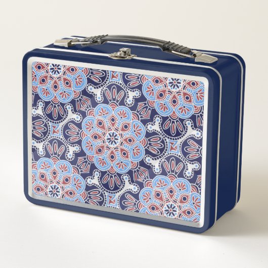 Blauwe tegel print lunchbox (Voorkant)
