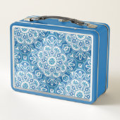 Blauwe tegel print lunchbox (Achterkant)