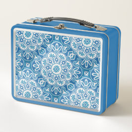 Blauwe tegel print lunchbox