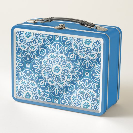Blauwe tegel print lunchbox (Voorkant)