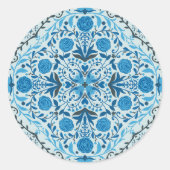 Blauwe tegel ronde sticker (Voorkant)