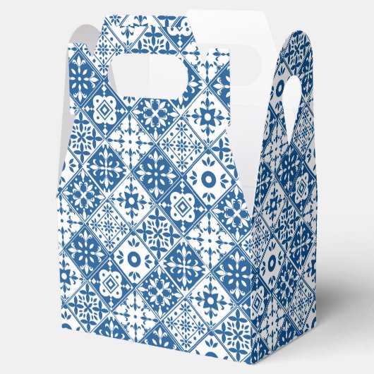 Blauwe Tegel Santorini Grieks/Spaans Baby shower Bedankdoosjes (Geopend)