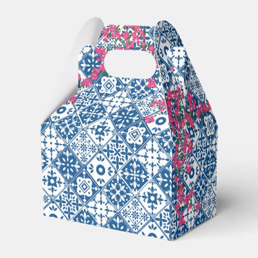 Blauwe Tegel Santorini Grieks/Spaans Baby shower Bedankdoosjes (Achterkant)