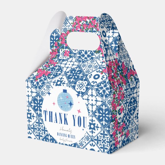 Blauwe Tegel Santorini Grieks/Spaans Baby shower Bedankdoosjes (Voorkant Zijde)