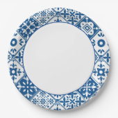 Blauwe Tegel Santorini Grieks / Spaans thema Papieren Bordje (Voorkant)