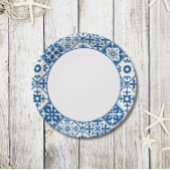 Blauwe Tegel Santorini Grieks / Spaans thema Papieren Bordje