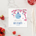 Blauwe Tegel Santorini Grieks / Spaans thema Servet<br><div class="desc">Vervoer uw gasten naar Griekenland met ons door Bougainvillea geïnspireerde Dancing Queen Bachelorette Collectie! Ervaar de allure van de Middellandse Zee in elk detail van uw kipfeest. Geïnspireerd door de levendige kleuren en muzikale ritmes van Griekenland, brengt onze roze en blauwe bougainvillea-thema uitnodigingen en inrichting u en uw gasten weg...</div>