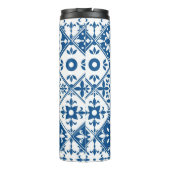 Blauwe Tegel Santorini Grieks / Spaans thema Thermosbeker (Achterkant)