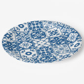 Blauwe tegel Santorini Griekse/ Spaanse thema Papieren Bordje (Gekanteld)