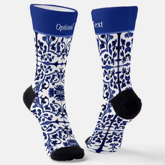blauwe Tegel schilderen met aangepaste tekst voor Sokken (Gebogen)