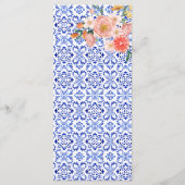 Blauwe Tegel Sinaasappel Italiaans Vrijgezellenfee Menu (Achterkant)