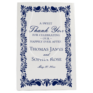 Blauwe Tegel Talavera Spaans Fiesta Huwelijksgunst Medium Cadeauzakje