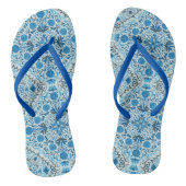Blauwe tegel teenslippers (Voetbed)
