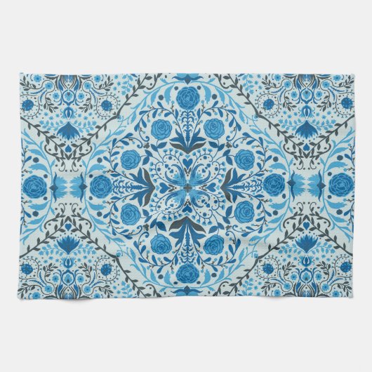 Blauwe tegel theedoek (Horizontaal)