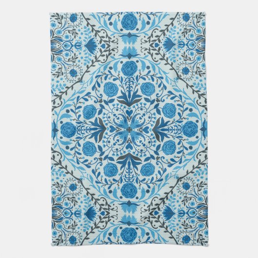 Blauwe tegel theedoek (Verticaal)