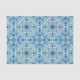 Blauwe tegel tissuepapier