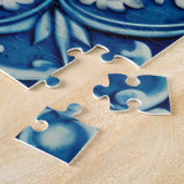 Blauwe tegel van de marine. Abstract bloempatroon Legpuzzel (Zijkant)