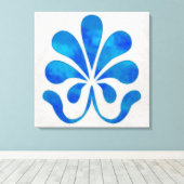 Blauwe tegel wand art. 24x24 canvas afdruk (Insitu (Houten vloer))