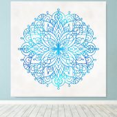 Blauwe tegel wand art. 40x40 canvas afdruk (Insitu (Houten vloer))