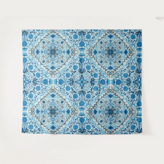 Blauwe tegel wandkleed (Voorkant (horizontaal))