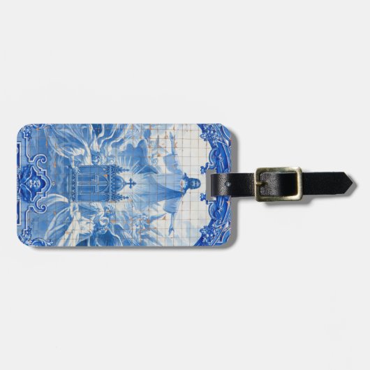 Blauwe tegelmozaïek van jesus, Portugal Bagagelabel (Voorkant horizontaal)