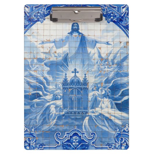 Blauwe tegelmozaïek van jesus, Portugal Klembord (Voorkant)