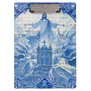 Blauwe tegelmozaïek van Jezus, Portugal Klembord