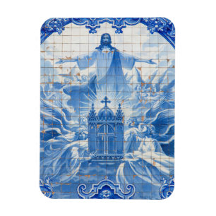 Blauwe tegelmozaïek van Jezus, Portugal Magneet
