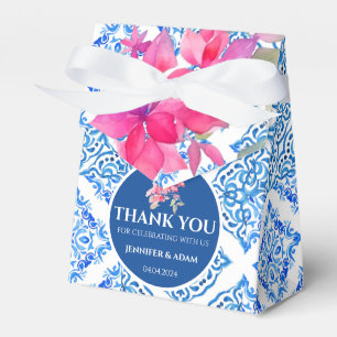 Blauwe Tegels Amalfi Bloemen Bruiloft Dank u Tas Bedankdoosjes