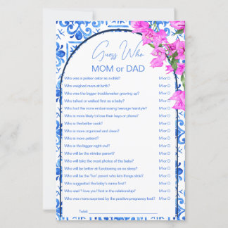Blauwe tegels baby shower spelletjes raad wie mama