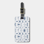 Blauwe tegels bagagelabel (Voorkant verticaal)