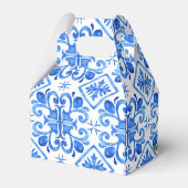 Blauwe tegels Bougainvillea baby shower, aangepast Bedankdoosjes (Achterkant)