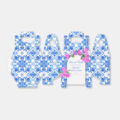 Blauwe tegels Bougainvillea baby shower, aangepast Bedankdoosjes (Uitgevouwen)