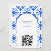 Blauwe Tegels Bougainvillea citroenen elegante bru Kaart (Achterkant)