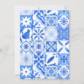 Blauwe Tegels Bougainvillea elegant baby shower Kaart (Achterkant)