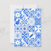 Blauwe Tegels Bougainvillea elegant  Bedankkaart (Achterkant)