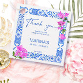 Blauwe Tegels Bougainvillea elegante bruiloft Bedankjes Labels