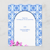 Blauwe Tegels Bougainvillea elegante tafelnummers (Achterkant)