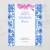 Blauwe tegels Bougainvillea Italiaans menu sjabloo (Achterkant)