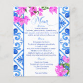 Blauwe tegels Bougainvillea Italiaans menu sjabloo (Voorkant)