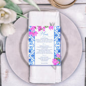 Blauwe tegels Bougainvillea Italiaans menu sjabloo