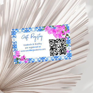 Blauwe Tegels Bougainvillea qr cadeau register Informatiekaartje