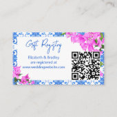 Blauwe Tegels Bougainvillea qr cadeau register Informatiekaartje (Voorkant)