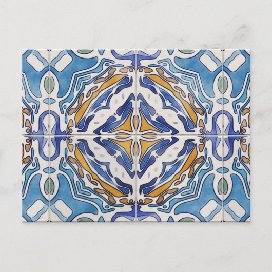 Blauwe tegels briefkaart (Voorkant)