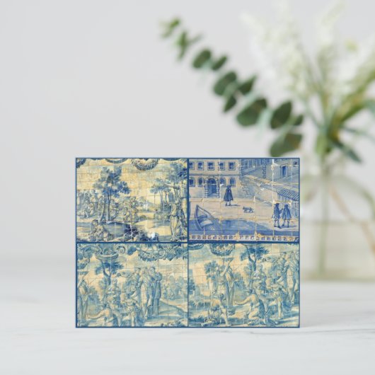 Blauwe tegels briefkaart (Staand voorkant)