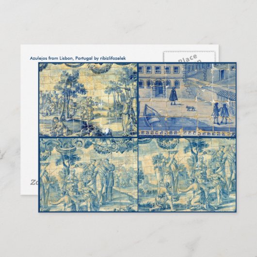 Blauwe tegels briefkaart (Voorkant / Achterkant)