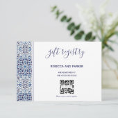 Blauwe tegels bruiloft Cadeau QR-kaart Informatiekaartje (Staand voorkant)