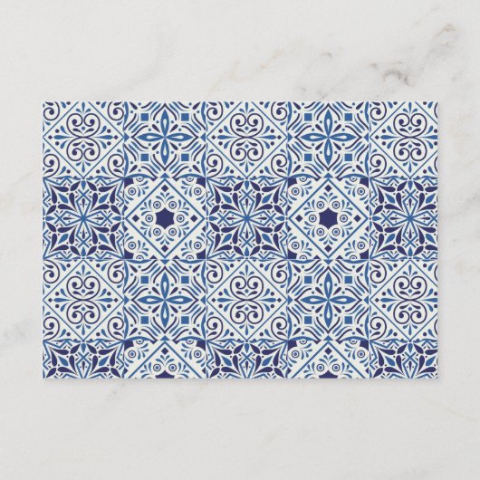 Blauwe tegels bruiloft Cadeau QR-kaart Informatiekaartje (Achterkant)