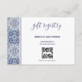 Blauwe tegels bruiloft Cadeau Registratie QR-code  Informatiekaartje (Voorkant)