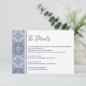 Blauwe tegels bruiloft details invoegen kaart (Staand voorkant)